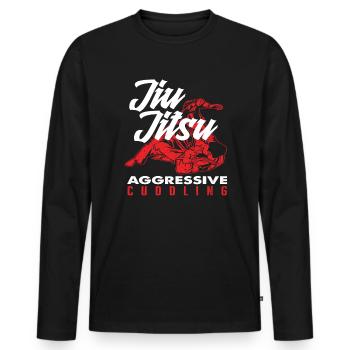 Jiu Jitsu Aggressive Cuddling - Men's Premium Organic Long Sleeve Shirt - black - Front - Nico (187cm)