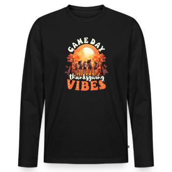 Thanksgiving Volleyball Game Day Thanksgiving Vibe - Men's Premium Organic Long Sleeve Shirt - black - Front - Nico (187cm)