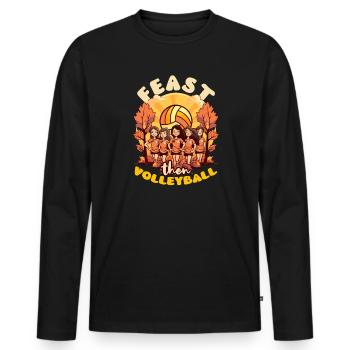 Thanksgiving Volleyball Feast Then Volleyball - Men's Premium Organic Long Sleeve Shirt - black - Front - Nico (187cm)