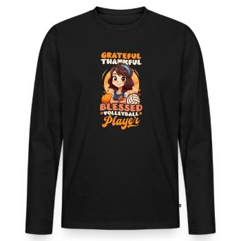 Thanksgiving Volleyball Dankbarer Segne Spieler - Männer Premium Bio Langarmshirt - Schwarz - Vorne - Nico (187cm)