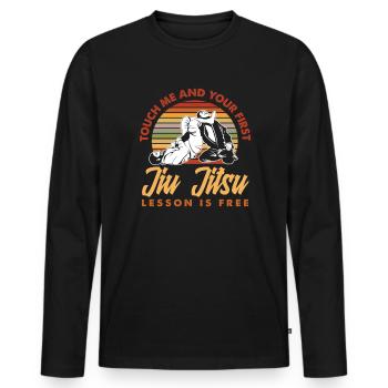 Jiu Jitsu Lesson Free Touch Me - Men's Premium Organic Long Sleeve Shirt - black - Front - Nico (187cm)