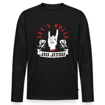 Let's Rolls Jiu Jitsu Passion - Men's Premium Organic Long Sleeve Shirt - black - Front - Nico (187cm)