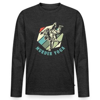 Meurtre Yoga Arts martiaux Jiu Jitsu - T-shirt manches longues Premium bio Homme - anthracite chiné - Devant - Nico (187cm)