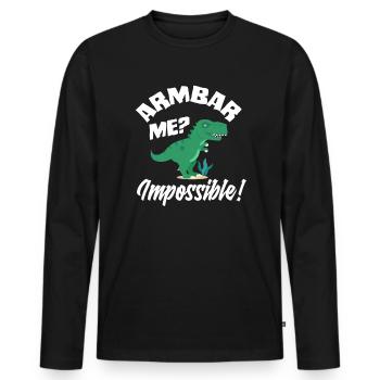 Armbar Me Impossible Dinosaure BJJ Fun - T-shirt manches longues Premium bio Homme - noir - Devant - Nico (187cm)
