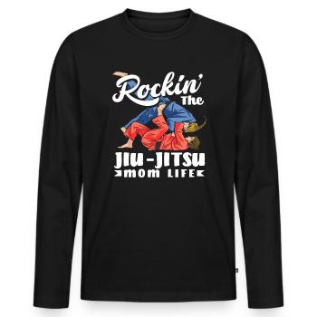 Rockin' The Jiu-Jitsu Mom Life - Men's Premium Organic Long Sleeve Shirt - black - Front - Nico (187cm)