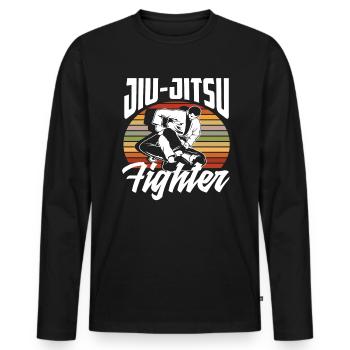 Jiu-Jitsu Fighter Vintage Style - Men's Premium Organic Long Sleeve Shirt - black - Front - Nico (187cm)