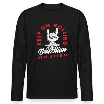 Keep On Rolling Brazilian Jiu Jitsu - Men's Premium Organic Long Sleeve Shirt - black - Front - Nico (187cm)