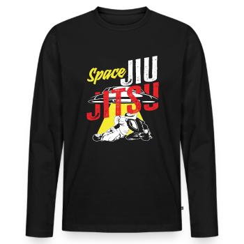 Space Jiu Jitsu UFO Arts Martiaux Design - T-shirt manches longues Premium bio Homme - noir - Devant - Nico (187cm)