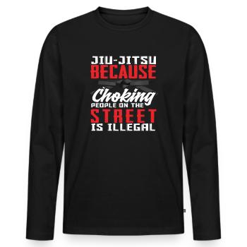 Jiu-jitsu parce que s’étouffer dans la rue est illégal - T-shirt manches longues Premium bio Homme - noir - Devant - Nico (187cm)