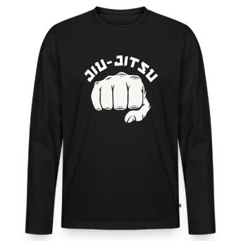 Graphismes de poing de jiu-jitsu cool - T-shirt manches longues Premium bio Homme - noir - Devant - Nico (187cm)