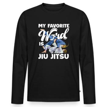 Mot préféré : Jiu Jitsu Arts Martiaux Passion - T-shirt manches longues Premium bio Homme - noir - Devant - Nico (187cm)
