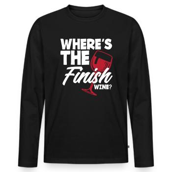 Où se trouve le vin visé ? Buveurs de vin - T-shirt manches longues Premium bio Homme - noir - Devant - Nico (187cm)