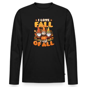 Thanksgiving Gnome Liebe Herbst Am meisten - Männer Premium Bio Langarmshirt - Schwarz - Vorne - Nico (187cm)