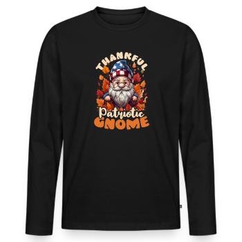 Thanksgiving Gnom Dankbar Patriotischer Gnom - Männer Premium Bio Langarmshirt - Schwarz - Vorne - Nico (187cm)