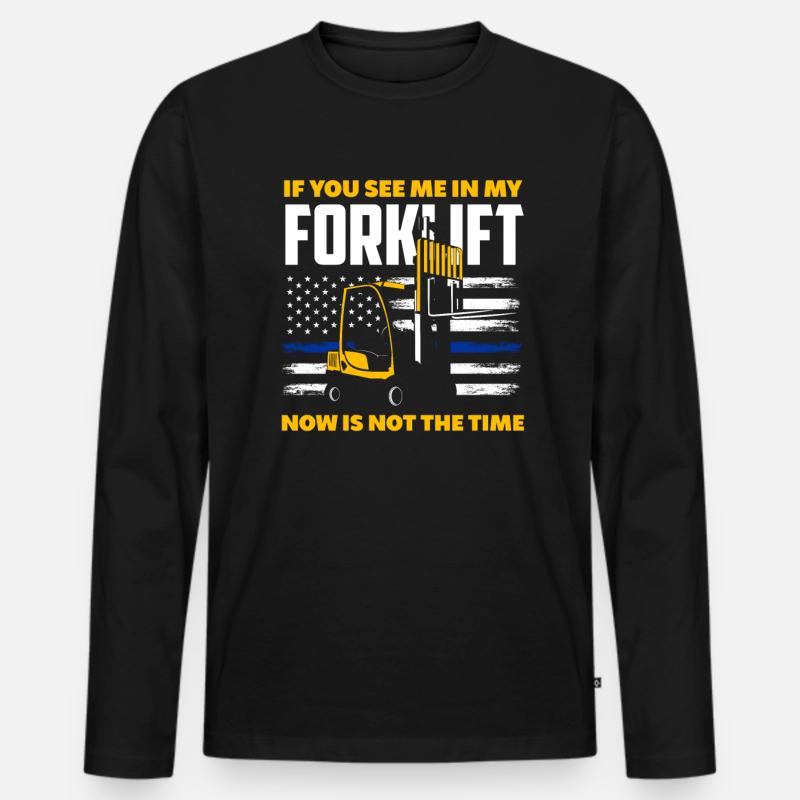 Gabelstaplerfahrer Spruch Lustig Arbeit - Männer Premium Bio Langarmshirt - Schwarz