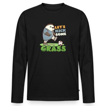 Soccer Player Kick Some Grass - Men's Premium Organic Long Sleeve Shirt - black - Front - Nico (187cm)
