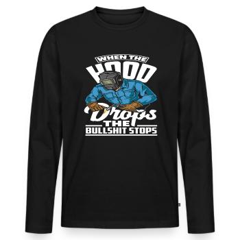 Wenn Das Schutzschild Fällt Hört Der Unsinn Auf - Männer Premium Bio Langarmshirt - Schwarz - Vorne - Nico (187cm)