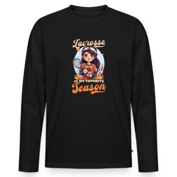 Thanksgiving Lacrosse Lacrosse Lieblingsjahreszeit - Männer Premium Bio Langarmshirt - Schwarz - Vorne - Nico (187cm)