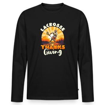 Thanksgiving Lacrosse Lacrosse Danksagung - Männer Premium Bio Langarmshirt - Schwarz - Vorne - Nico (187cm)