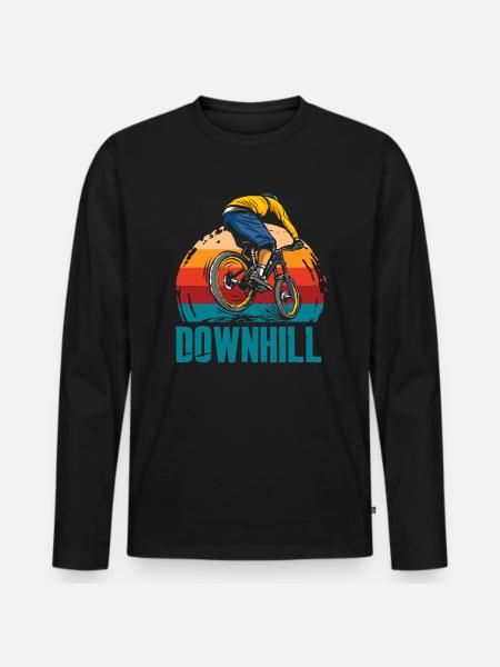 VTT Aventure Descente Rétro - T-shirt manches longues Premium bio Homme - noir