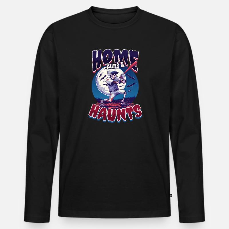 Halloween Baseball Home Runs & Haunts - Männer Premium Bio Langarmshirt - Schwarz