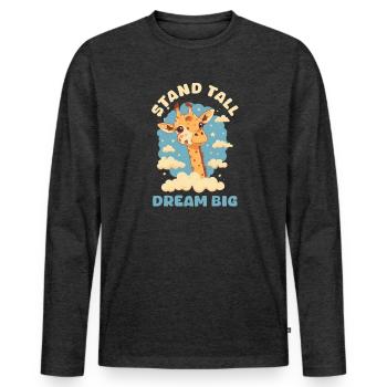 Giraffe Stand Tall, Dream Big - Men's Premium Organic Long Sleeve Shirt - heather anthracite - Front - Nico (187cm)