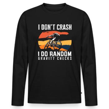Je ne tombe pas, je fais au hasard - T-shirt manches longues Premium bio Homme - noir - Devant - Nico (187cm)