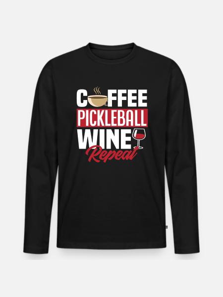 Café Pickleball Vin Répéter - T-shirt manches longues Premium bio Homme - noir