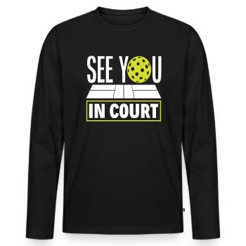 Rendez-vous au tribunal Fans de pickleball - T-shirt manches longues Premium bio Homme - noir - Devant - Nico (187cm)
