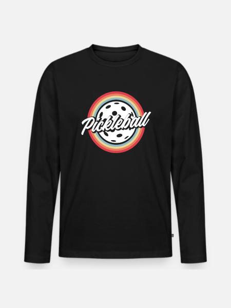 Pickleball Retro Rainbow Style - Men's Premium Organic Long Sleeve Shirt - black