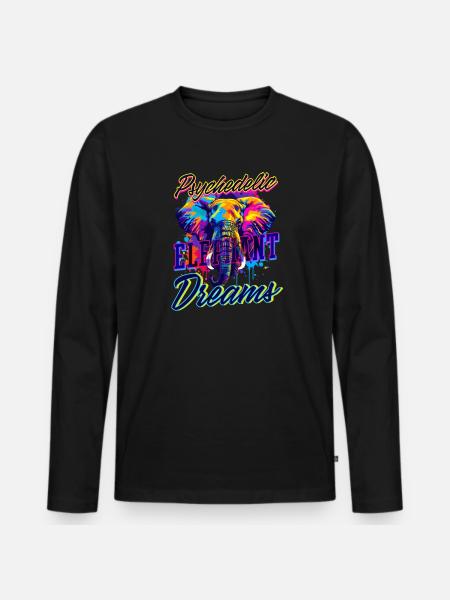 Elephant Psychedelic Elephant Dreams - Men's Premium Organic Long Sleeve Shirt - black