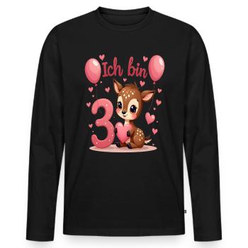 Süßes Reh Ich bin 3 Kinder 3. Geburtstag Mädchen - Männer Premium Bio Langarmshirt - Schwarz - Vorne - Nico (187cm)