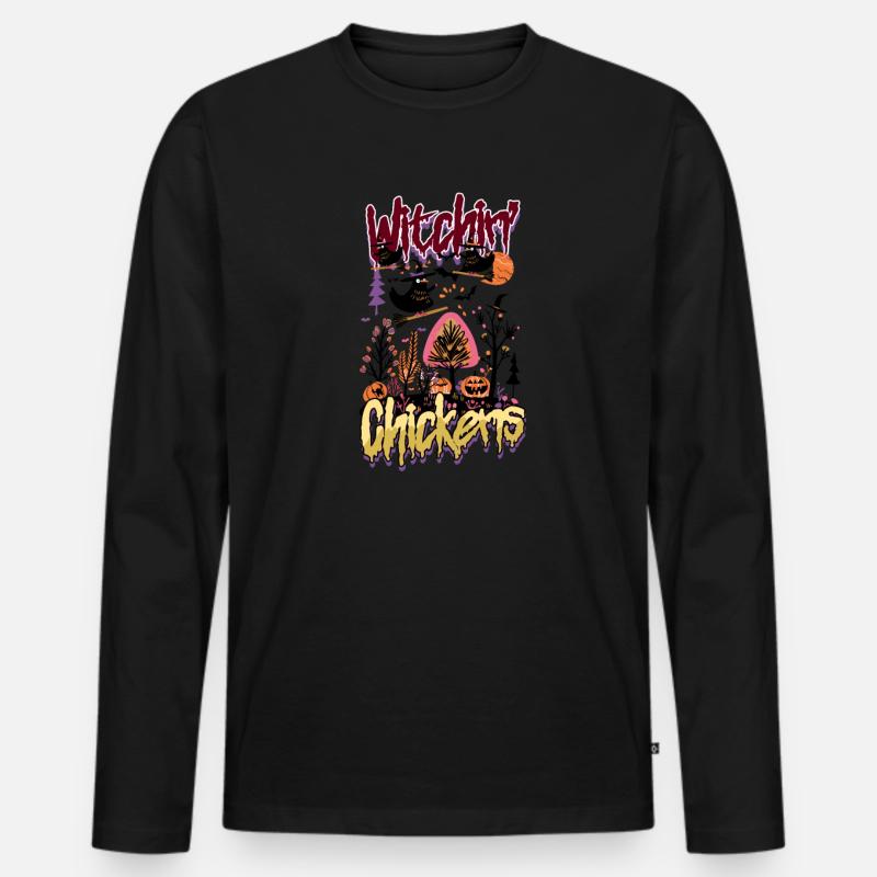 Halloween Huhn Hexen Hühner - Männer Premium Bio Langarmshirt - Schwarz