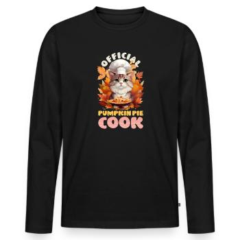 Thanksgiving Chef Official Pumpkin Pie Cook - Men's Premium Organic Long Sleeve Shirt - black - Front - Nico (187cm)