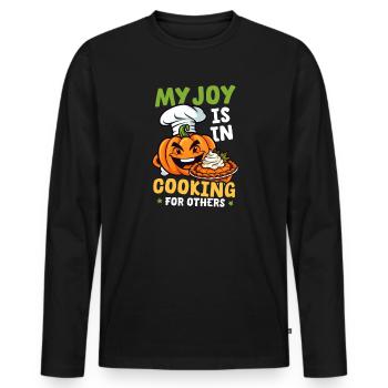 Thanksgiving Chef My Joy Is In Cooking For Others - Men's Premium Organic Long Sleeve Shirt - black - Front - Nico (187cm)