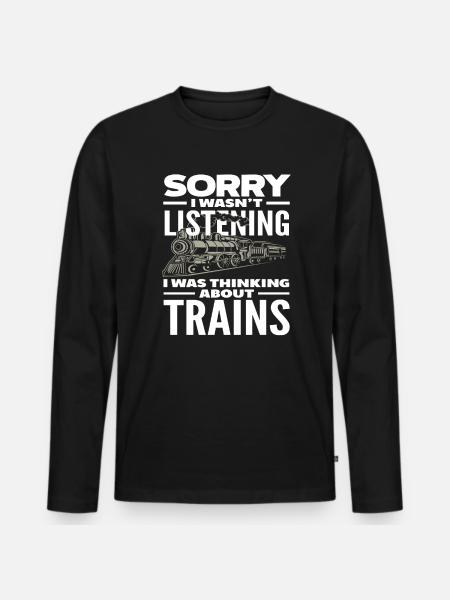 Désolé, j’ai pensé aux trains - T-shirt manches longues Premium bio Homme - noir