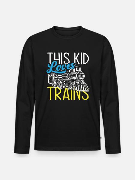 This Kid Loves Trains Railroad - Men's Premium Organic Long Sleeve Shirt - black