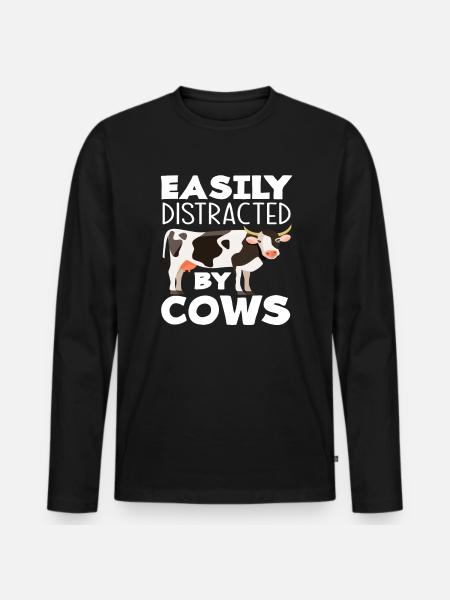 Easily distracted by cows - Men's Premium Organic Long Sleeve Shirt - black