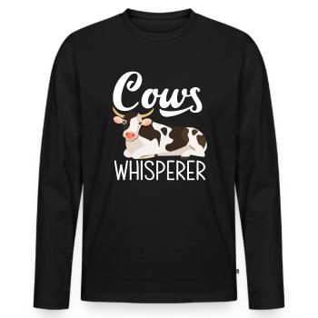 Chuchotement des vaches Ferme Love Vaches - T-shirt manches longues Premium bio Homme - noir - Devant - Nico (187cm)