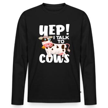! Je parle aux vaches drôle de vache - T-shirt manches longues Premium bio Homme - noir - Devant - Nico (187cm)