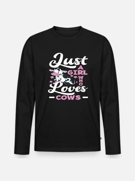 Ein Mädchen Das Kühe Liebt - Männer Premium Bio Langarmshirt - Schwarz