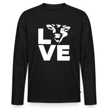 Design de vache d’amour pour les amoureux des vaches - T-shirt manches longues Premium bio Homme - noir - Devant - Nico (187cm)