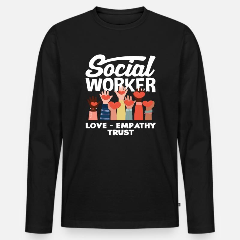 Sozialarbeiter Liebe Empathie Vertrauen - Männer Premium Bio Langarmshirt - Schwarz