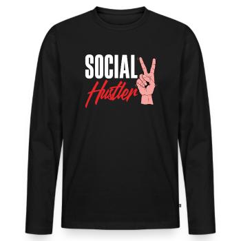 Social Hustler Peace Sign Style - Men's Premium Organic Long Sleeve Shirt - black - Front - Nico (187cm)