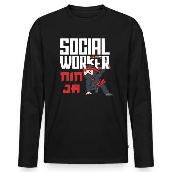 Social Worker Ninja Warrior Design - Men's Premium Organic Long Sleeve Shirt - black - Front - Nico (187cm)