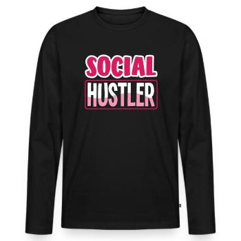 Social Hustler - Succès dans les médias sociaux - T-shirt manches longues Premium bio Homme - noir - Devant - Nico (187cm)