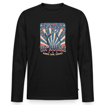 VA Krankenschwester VA Krankenschwester: Ehre, Fürsorge, Dienst - Männer Premium Bio Langarmshirt - Schwarz - Vorne - Nico (187cm)