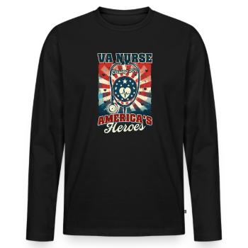 VA-Krankenschwester VA-Krankenschwester: Fürsorge für Amerikas Helden - Männer Premium Bio Langarmshirt - Schwarz - Vorne - Nico (187cm)