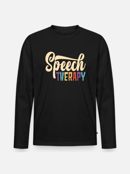 Speech Therapy Bunte Buchstaben - Männer Premium Bio Langarmshirt - Schwarz