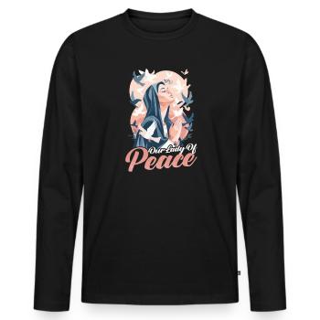 Vierge Marie Notre-Dame de la Paix - T-shirt manches longues Premium bio Homme - noir - Devant - Nico (187cm)